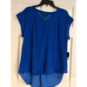 NWT Simply Vera Vera Wang Blue Dressy Top Cuffed Sleeves L